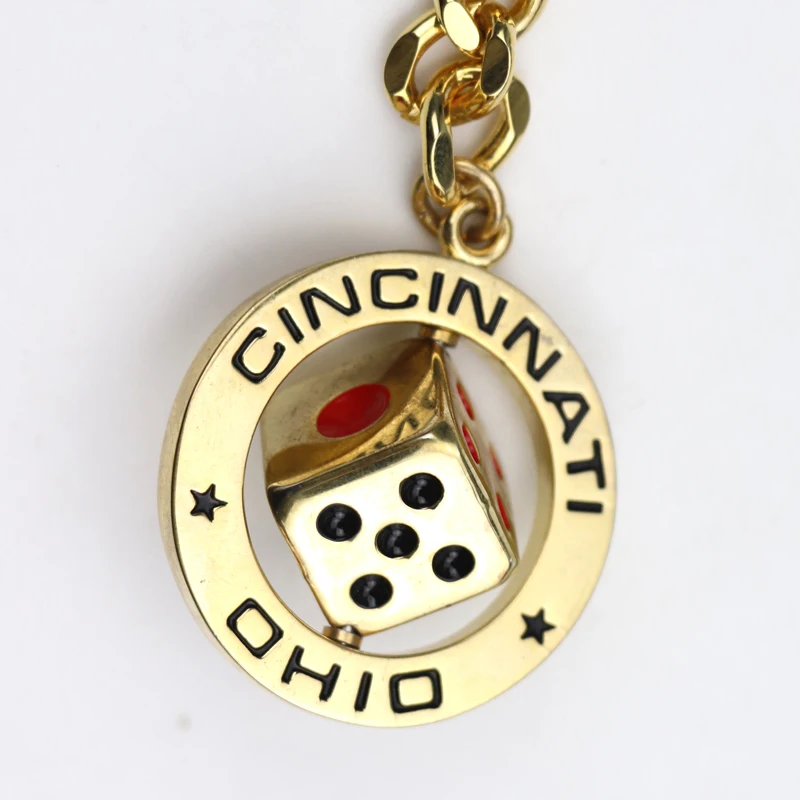 Customized Promotional Different Shape 3D Dice Metal Rotate Keychain