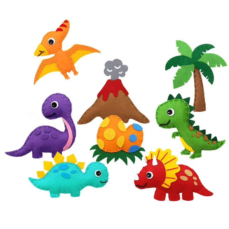 Forest Animal Dinosaur Make Your Own Felt Set Children Diy Sewing Art