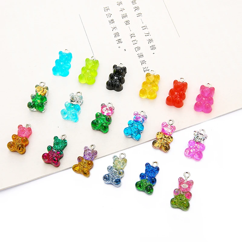 10pcs Fashion Cute Resin Gummy Bear Pendant Charms For Woman Girls ...