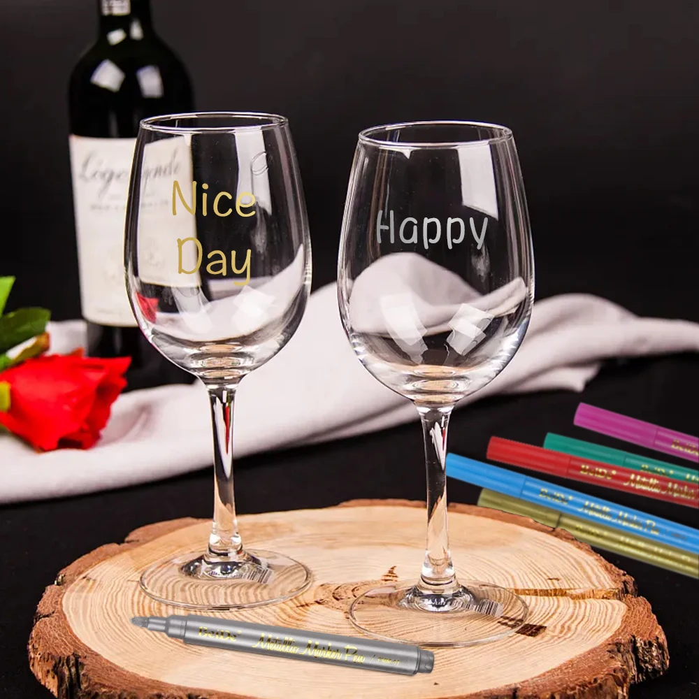 Waterproof Permanent Gold Metallic Paint Marker for Wine Glass Pens