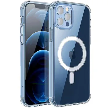 Original Quality For Apple Iphone 13 14 Pro Max Mag Safe Magnetic Ring Phone Case Cover Clear Silicon Magsafing Wireless Charger