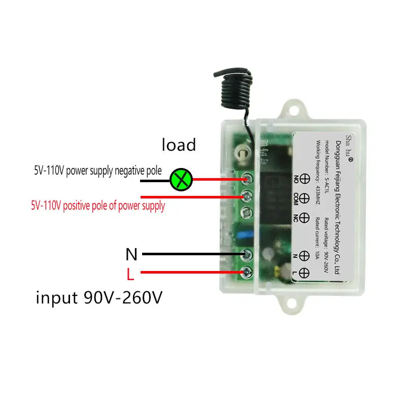 433MHZ AC 110V 220V 260V RF Wireless Remote Control Switch Socket