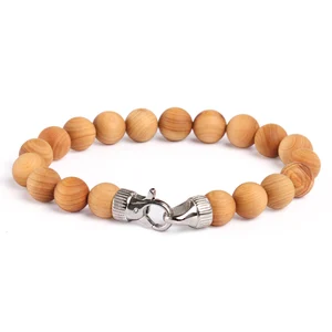 Natural Trendy Fashion Men's Custom Gemstone Bead Bracelet with Stainless Steel for Anniversary