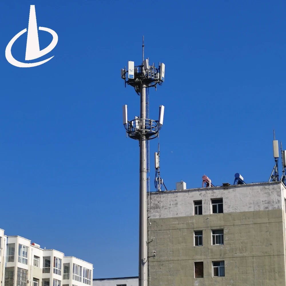 Galvanized 5G Cellphone Wifi  Single Tube Pipe  Telecommunication  tower Steel Monopole Tower  communication factory