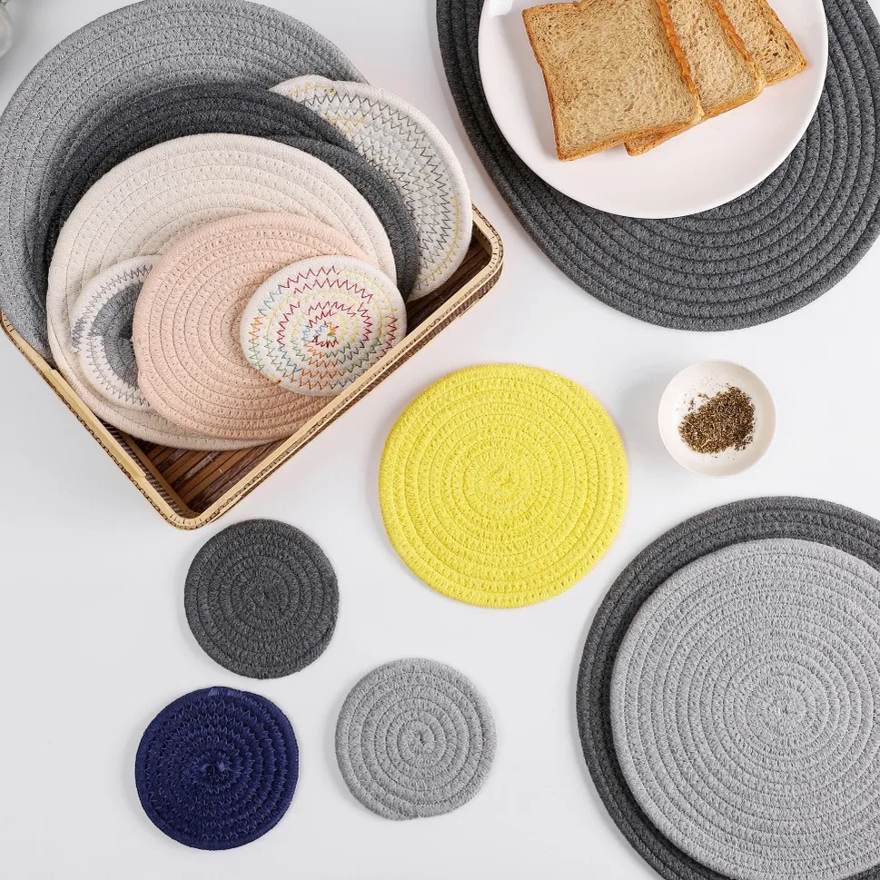 Modern Easter Cotton Rope Round Table Dish Mat Placemat Crochet Fabric ...