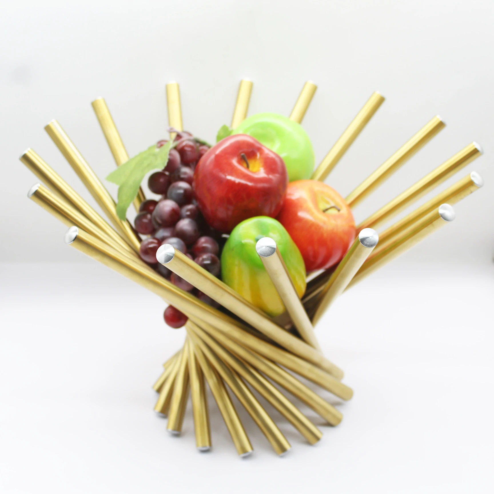 TOPBATHY Collapsible Stainless Steel Rotating Fruit Basket - 42x42x23cm, Decorative Bowl For Kitchen, Living Room, Party - View #4