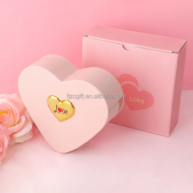 Romantic Heart Shaped Pendant Gift Box Handmade Square Jewelry Packaging with Factory Price Decorative Flower Design