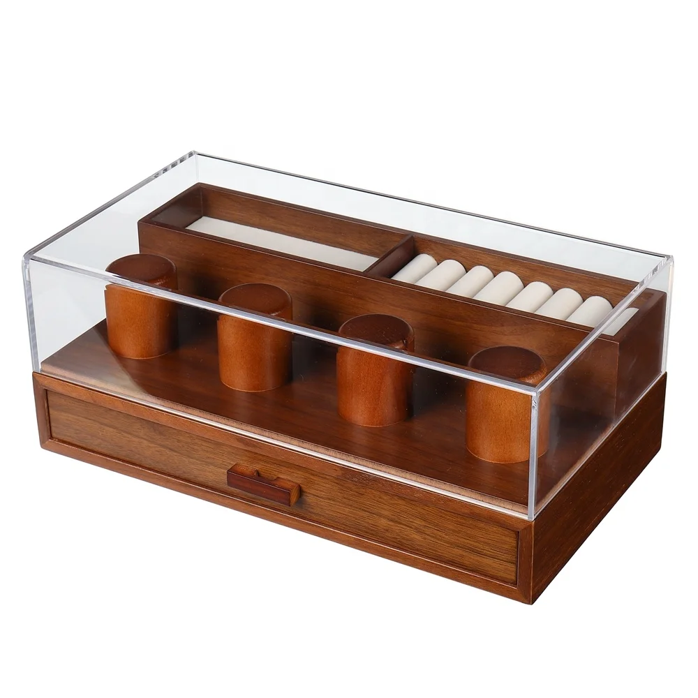 ODM/ OEM Handmade Custom Logo Men Jewelry Display Storage Holder Wood Watch Case Box
