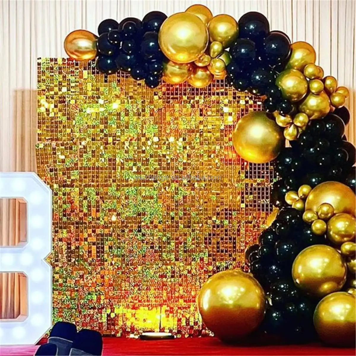 24pcs/set Shimmer Wall Advertising Backdrop 6ft*4ft Square 4d Sequin ...