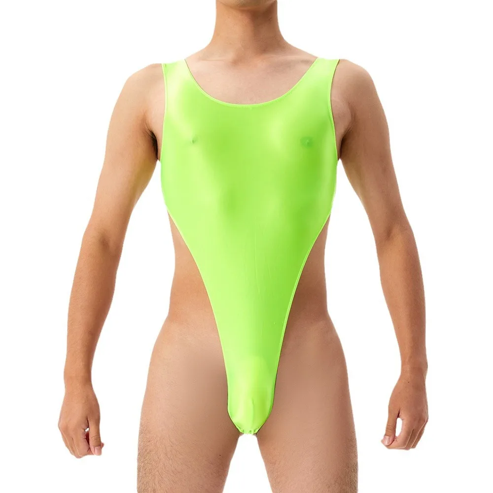 Men's Bodysuit Leotard - Tricot Bikini Swimsuit With Moderate Back Coverage