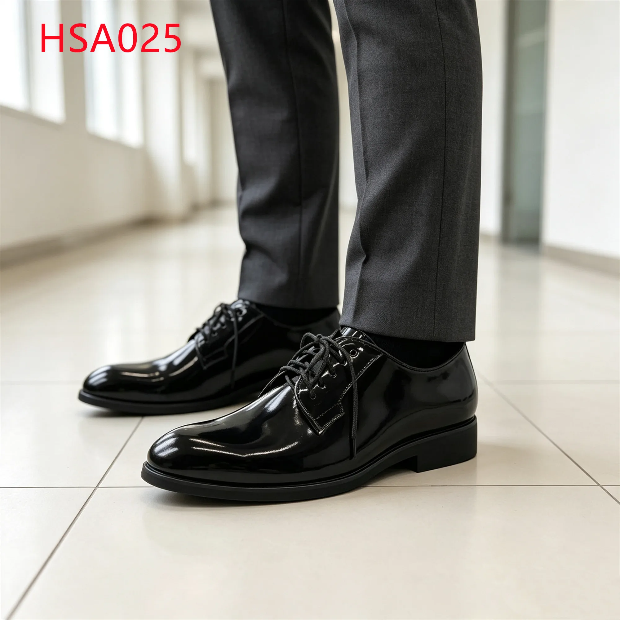 LXG,office Wear Sharp&round Toe Hua Singh Men Leather Shoes Crease-Free Patent Leather Upper Black/brown Men Uniform ShoesHSA025
