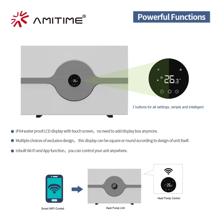 Source Amitime OEM custom R32 air source DC inverter air to water swimming  pool heat pump water heater on m.alibaba.com