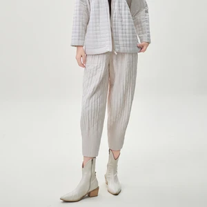 Miyake Pleated Cotton Pants 2025 Winter Elastic Waist Loose Warm Harem Pants Factory Wholesale Women's Pants
