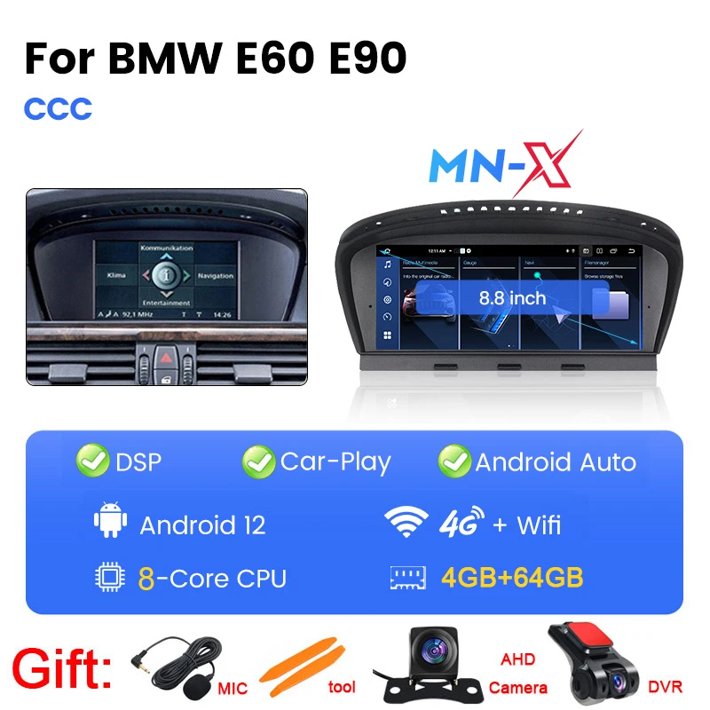 Navifly MN-X Car Smart Screen for BMW E60 8.8inch Radio Auto 360 Camera Android 6+128G 8core DSP