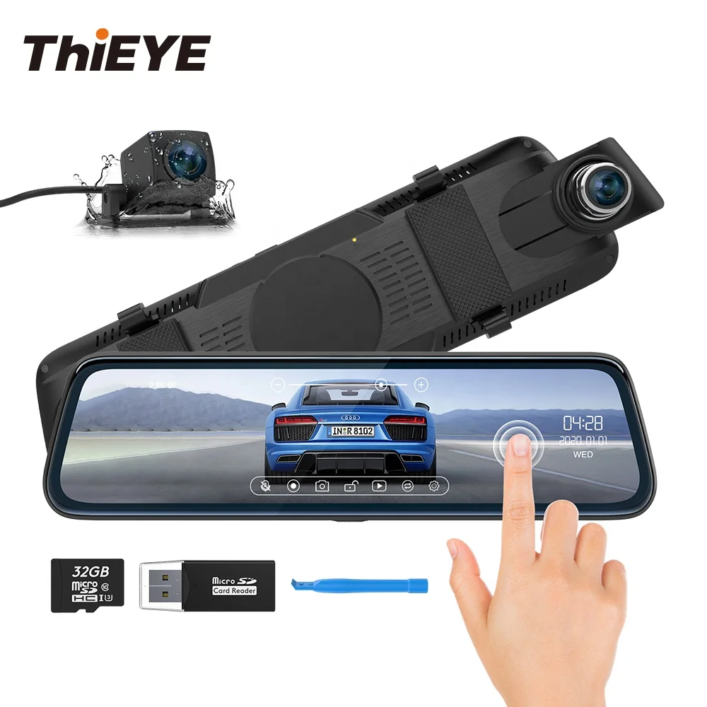 Thieye Carview 2 Car Dvr Camera 10 Inch Dual Lens Full Hd 1080p Mirror  Rearview Video Dash Camera With Touch Screen Car Mirror - Buy Dash Camera  With 10