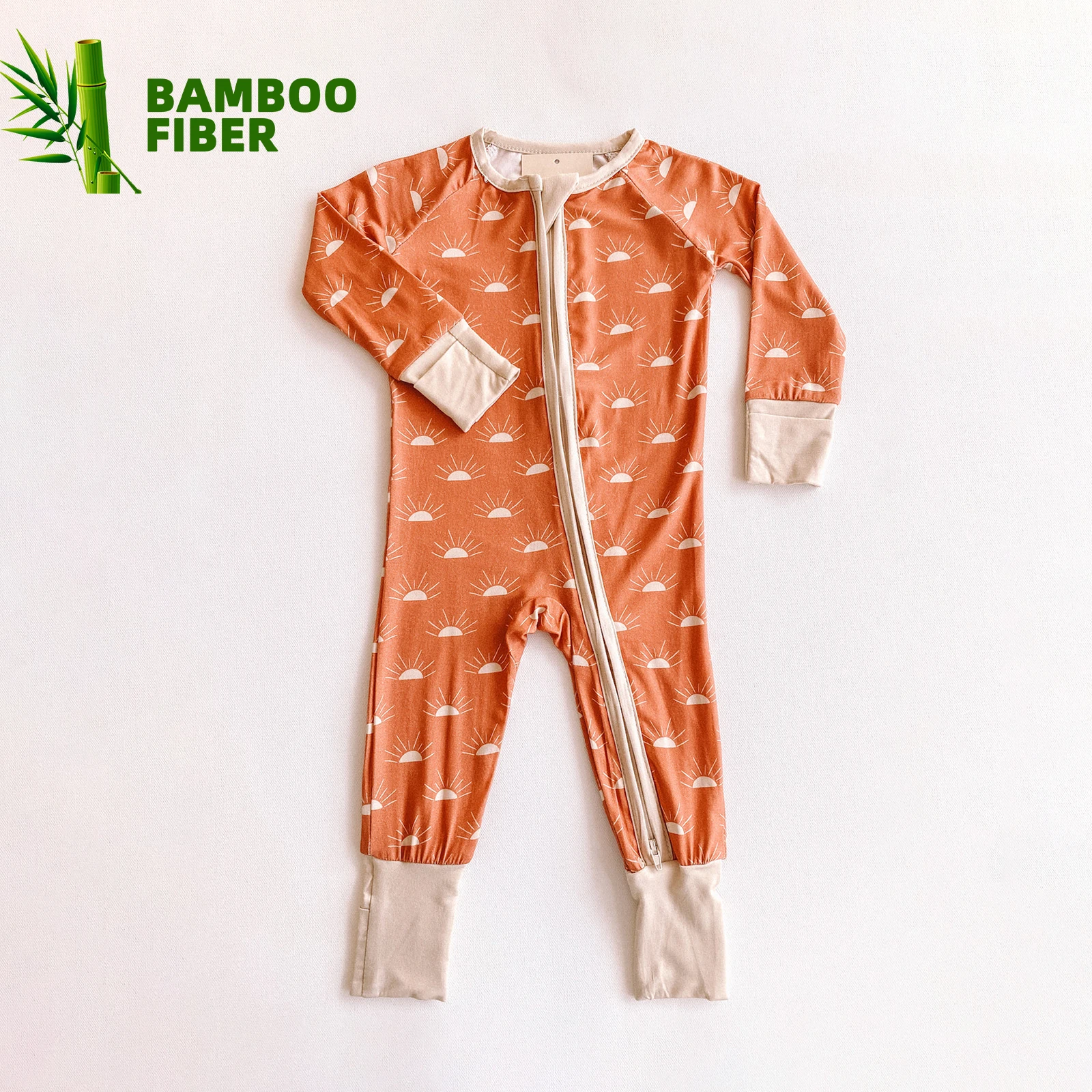 Children Zipper Bambo Spring Infant Print Girl Pajamas Newborn Bodysuit