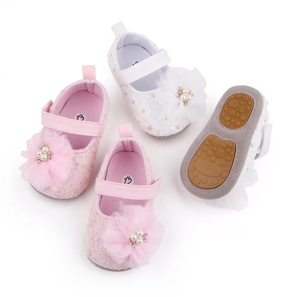 2025 Beautiful Flower Girls Princess ShoesTPR Sole Non-slip Baby Shoes Walking Toddler Shoes