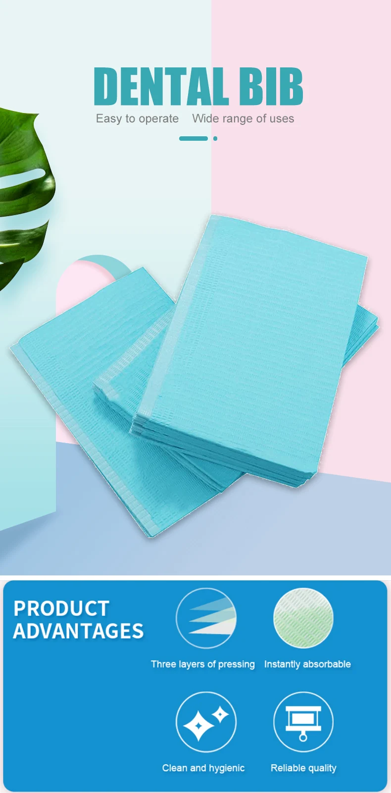 Colorful Dental Bibs Medical Supply 45 Cm Disposable Waterproof Dental