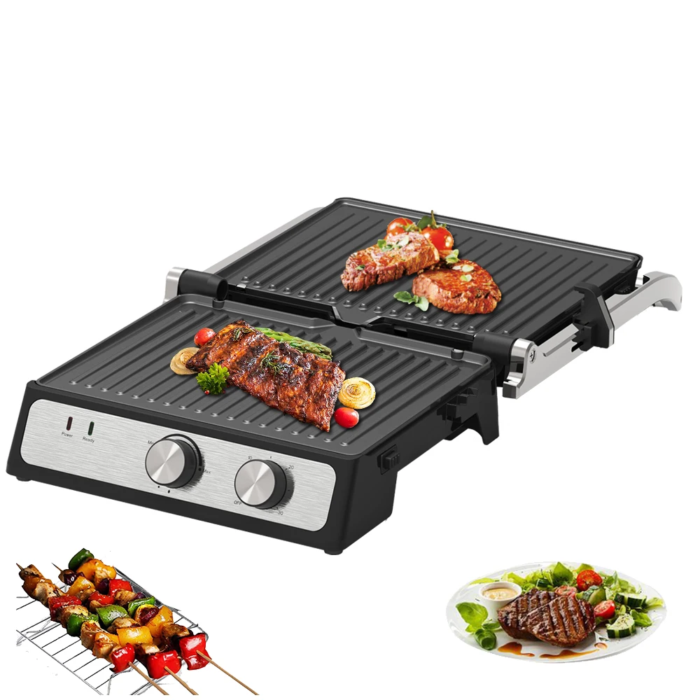 SLATIOM 180° Unfoldable Electric Griddler Food Plate Detachable Steak Grill  Non-Stick Tray Steak Machine for Kitchen
