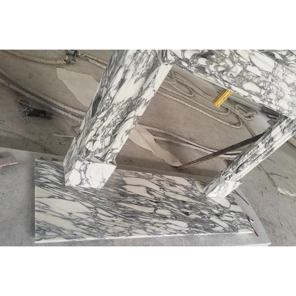 SH STONE Stone Fireplace With Landscape Pattern Marble Medallion Fireplace with Good Price