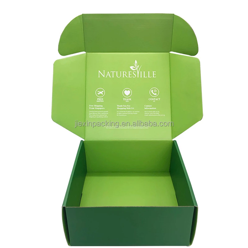 Recyclable Custom Green Corrugated Box Print logo Color Printing Folding Durable Shipping Packaging for Ecommerce