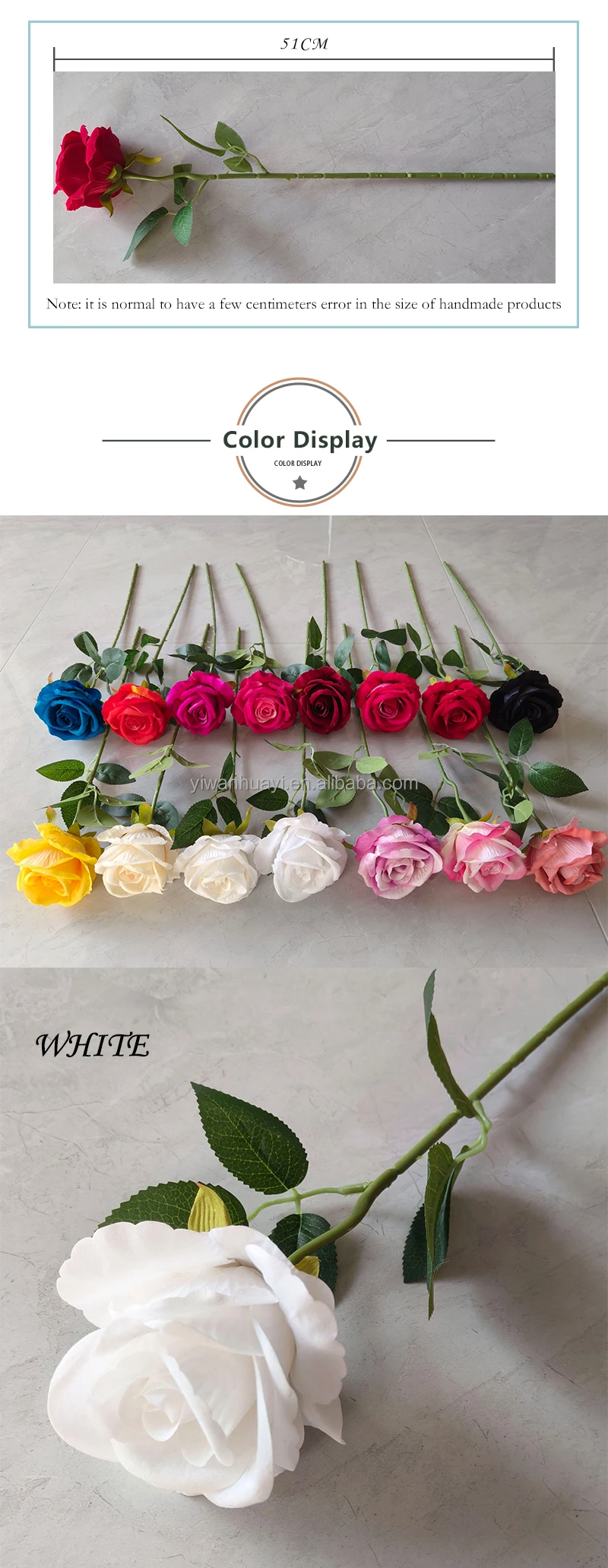 Yiwan Amazon Single Stem Artificial Silk Velvet Diamond Roses Cheap Flowers For Home Wedding
