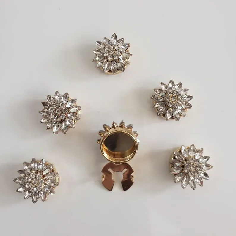 Boutons De Manchette Décoratifs - 2 Pièces En Alliage, Clips Amovibles Pour Chemise Ou Robe - 6