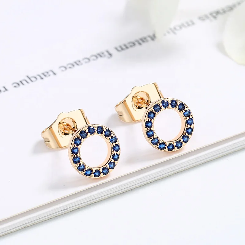 Simple Design Round Shape 18K Gold Plated Jewelry Huggie Hoop Earrings Zirconia Hoop Earrings