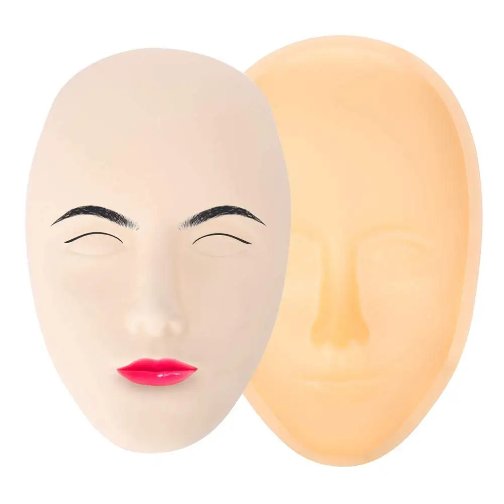 Reusable Makeup Practice Face Realistic Flexible Mannequin Head 5D Silicone  for Cosmetology Permanent Makeup Artists Beginners Salon Home