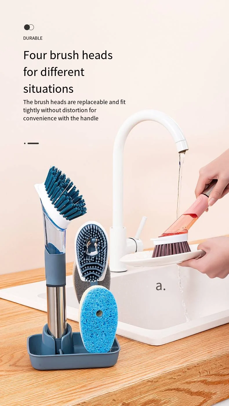 Multifunctional ladle brush decontamination dishwashing brush Household kitchen oil-free long handle cleaning brush set details