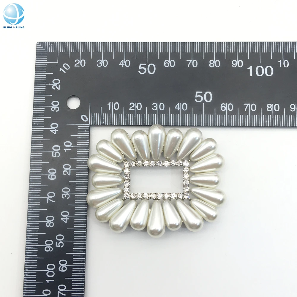 Square Rhinestone Pearl Shoe Decorations Charm Buckle Ornament Applique