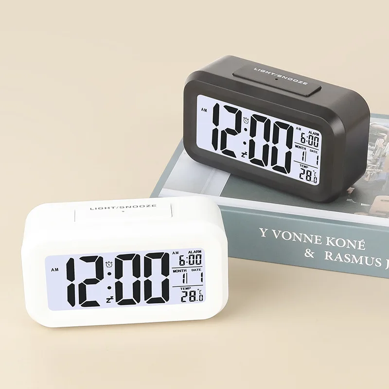 LCD Smart Clock Electronic Student Desktop Clock Mute Glow-in-the-dark Kids Wake up Alarm Clock