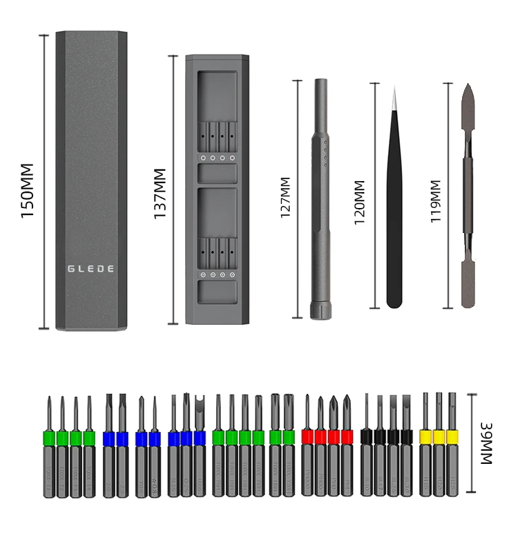 New Design 31 in 1 Aluminum Handle for Mobile Phone Repair Tools Kit Precision Mini Screwdriver Set