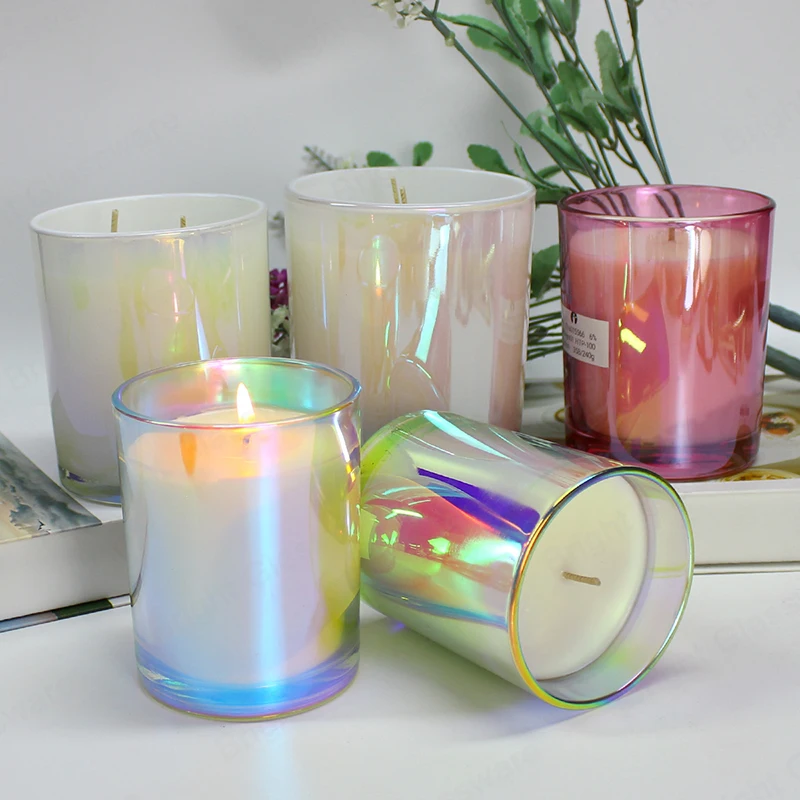 luxury rainbow color glass candle jars