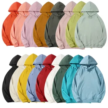 Wholesale Custom Logo Men's Hoodies   330Gsm  100%Cotton High Quality Oversize Hoodie Plain Men's Hoodies Sweatshirts