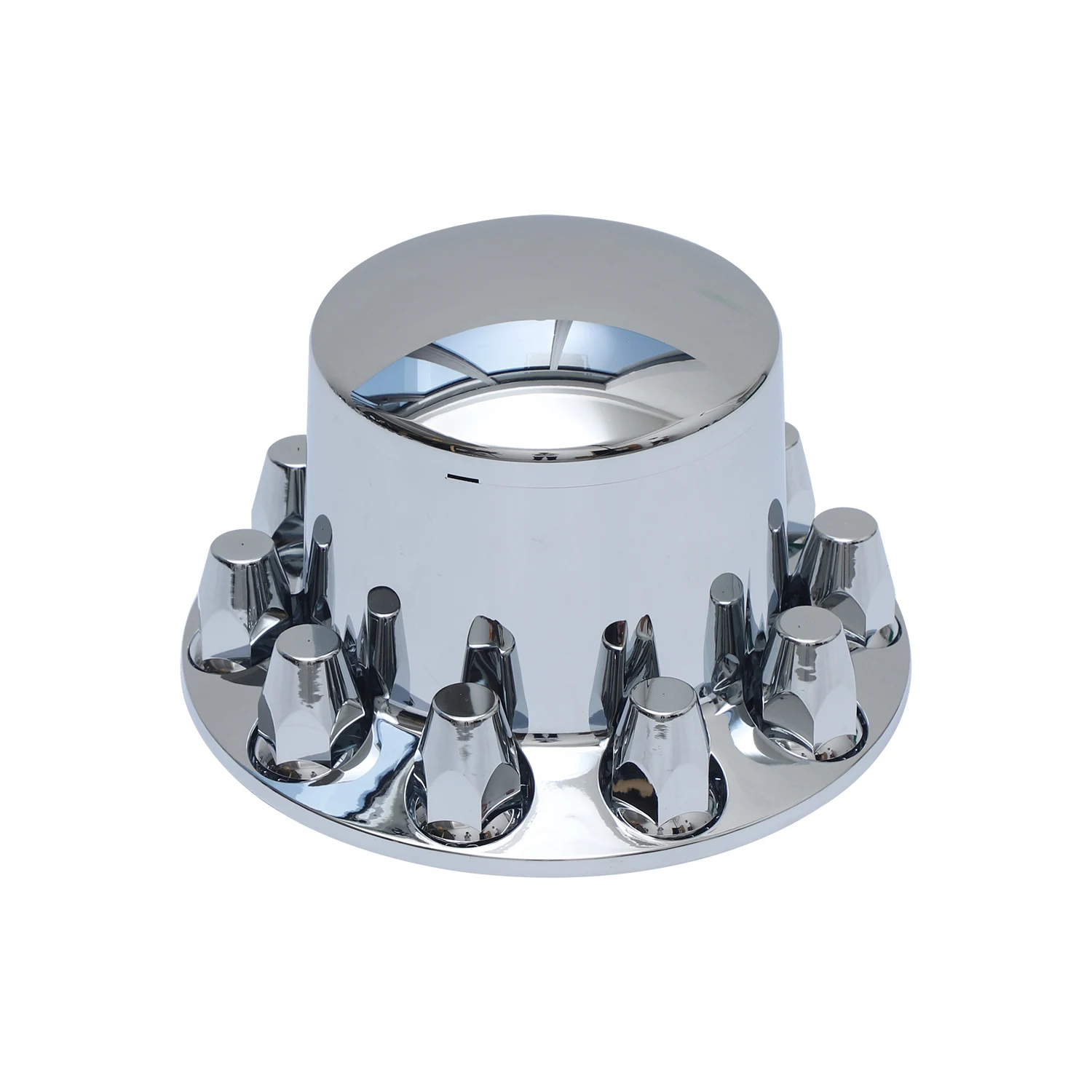 New Condition Chrome Plastic Front Axle Wheel Cover for Semi-Truck with Removable Hub & 33mm Lug Nut Covers