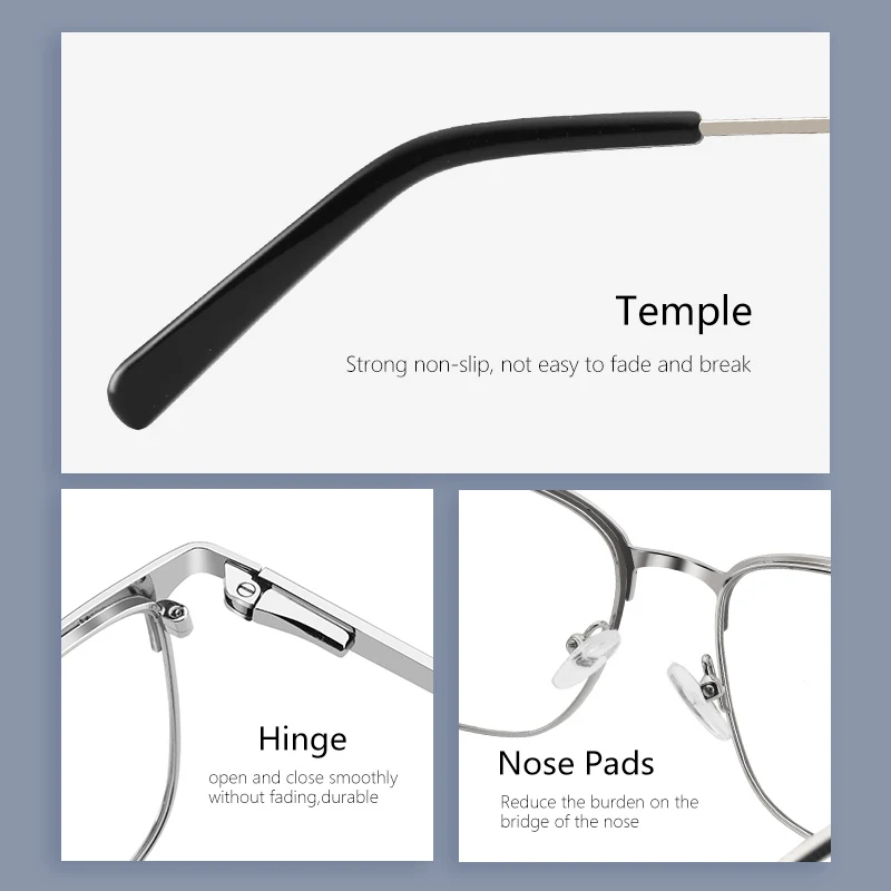 2023 New Trendy Fashionable Custom Logo Spectacle Optical Eyeglasses Metal Frames for  Men Prescription Glasses