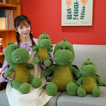 Hot Selling Cute Customized Green Little Flying Dragon Doll Plush Toy Dinosaur Pillow Dolls Soft Sofa Throw Pillow Stuffed Toy