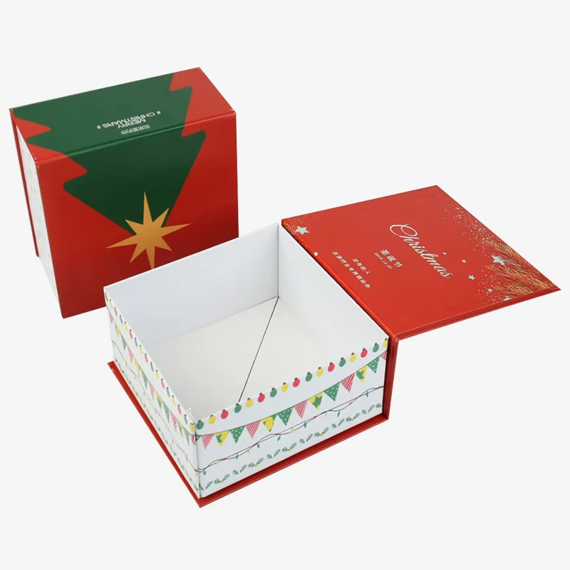 Custom New Design Folding Paper Boxes Logo Spot UV Luxury Christmas Gift Packing Magnetic Flip Rigid Box Recyclable for Holiday supplier