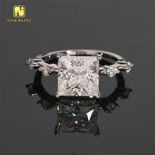 Cheap Price Princess Cut Diamond Wedding Rings Iced Out Women Jewelry 925 Silver Moissanite Engagement Ring For Women