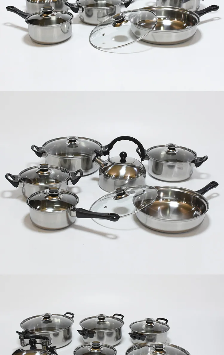 Factory Outlet Low Price Stainless Steel 12pcs Cookware Set With Kettle