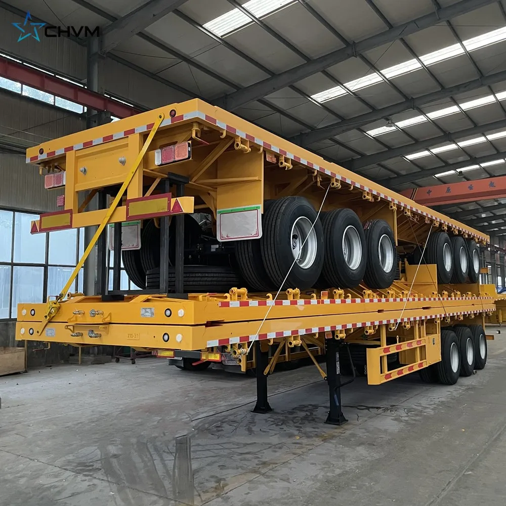 Flatbed Truck Trailer 50 Tons 40ft Flatbed Truck Trailers Skeleton ...