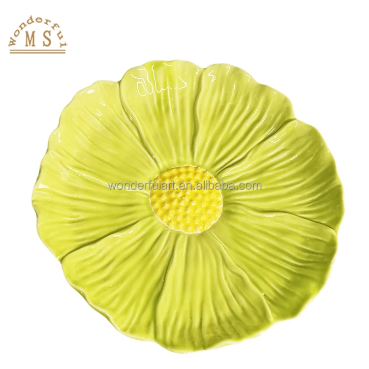 Red Porcelain rose daisy dish Shape Holders embossed 3d flower Style Kitchenware Ceramic sunflower canister dish Tableware tray