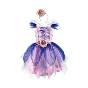 Green Fairy Princess Costume for Girls Includes Tutu Headband and Wings Flower Girl Dress for Children