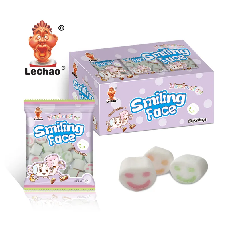 Free Sample Marshmallow Smile Face Wholesale Mini Halal Vanilla Marshmallow Halal Candy