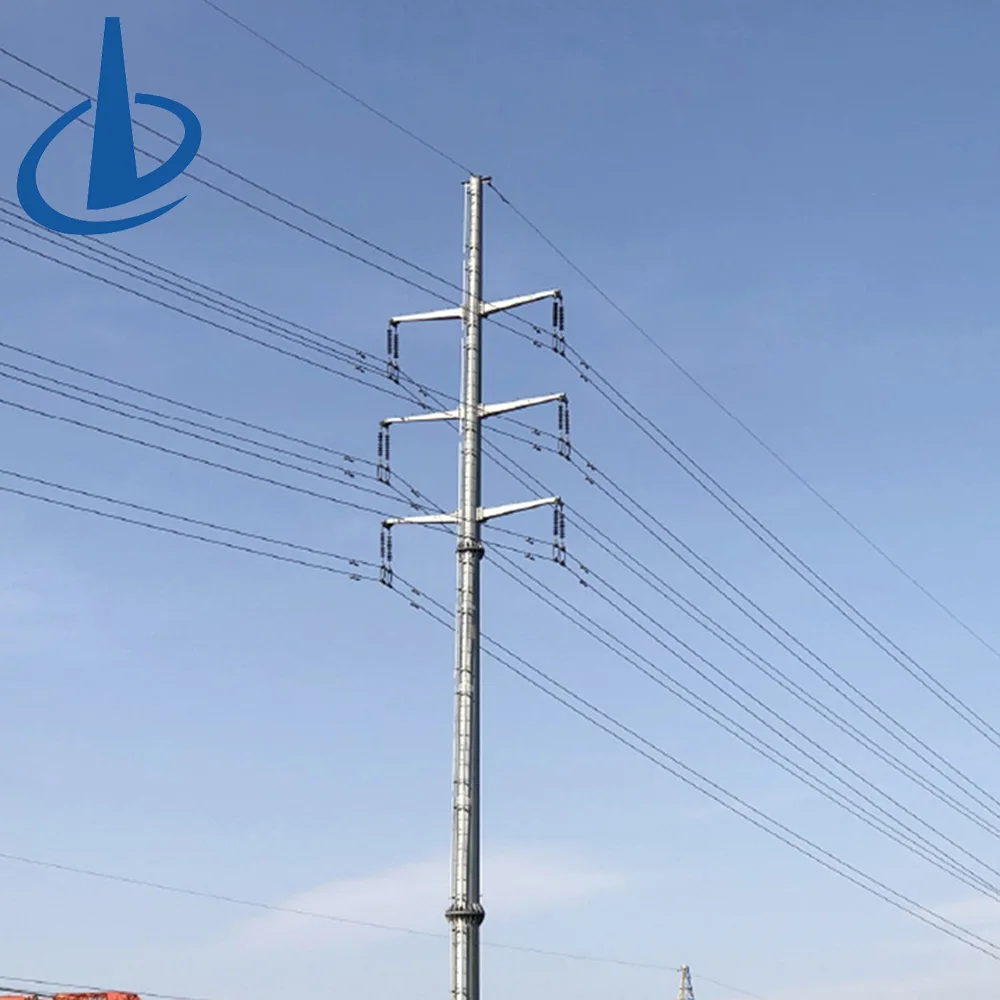 Galvanized 10KV 35KV 66KV110KV 220KV  Electric  Transmission Line Tower  Power Steel tube pole  made in china