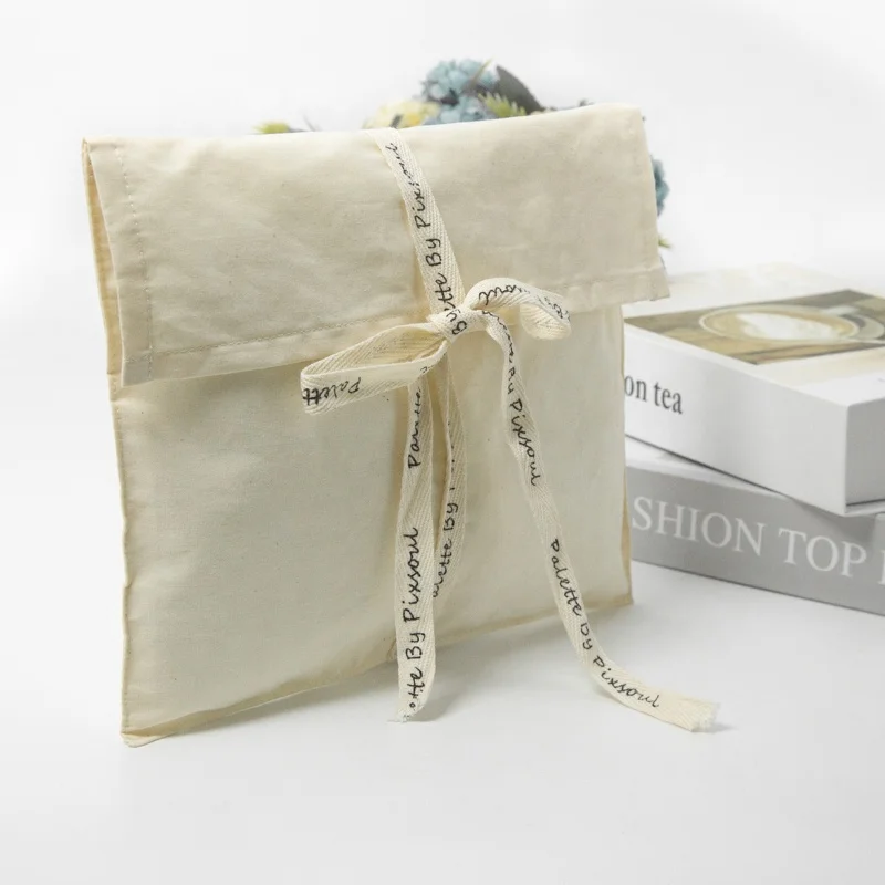 High Quality Muslin Pouch Envelope Style Recycle Dust Bag Cotton Fabric Cloth Packaging Pouch Gift Bag With Logo