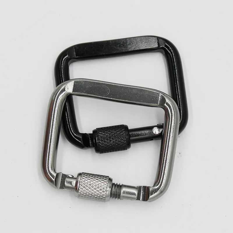 Custom keychain clip hook screw gate locking key holder spring snap aluminum square shaped carabiner