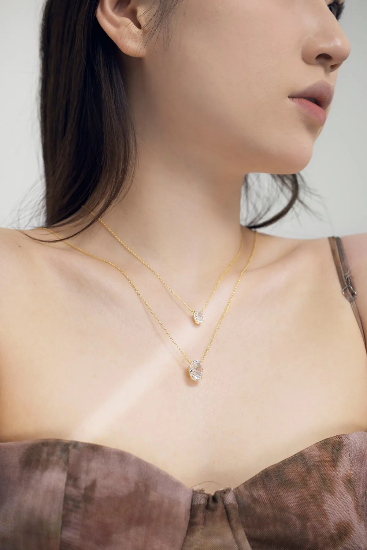 KAKODIY Simple Design 18K Gold Plated Link Charm 9mm Round 8A Zircon Necklace 925 Sterling Silver Women's Silver Pendant Necklace detail 3