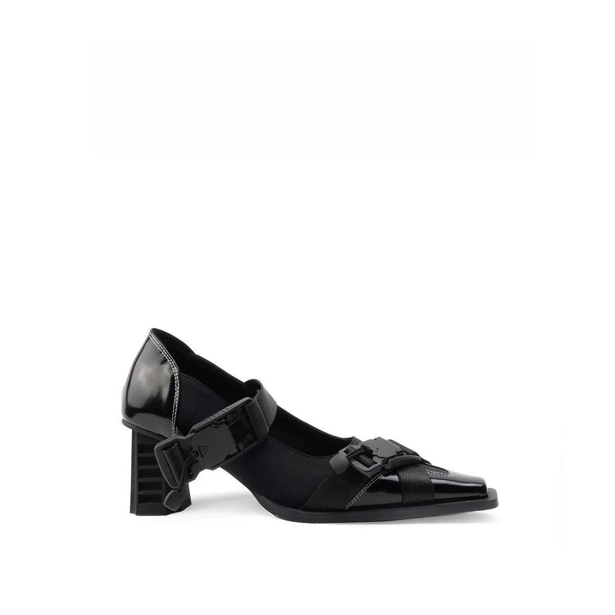 Summer Outdoor Square Toe Chunky Heel Women Mary Jane Belt Buckle Contrast Design High Heel Pumps - Image 6